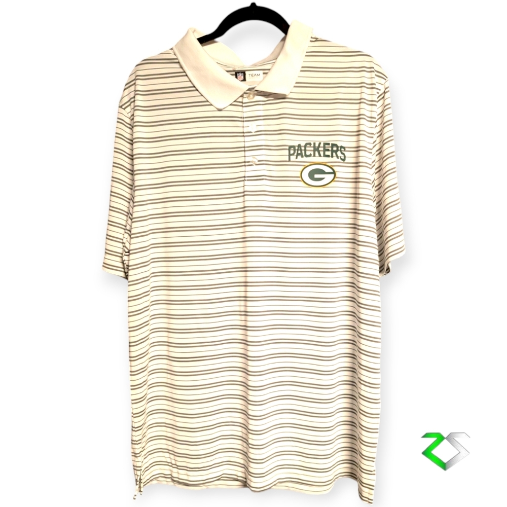 NFL Green Bay Packers White And Grey Polo Polo Shirt. NWT